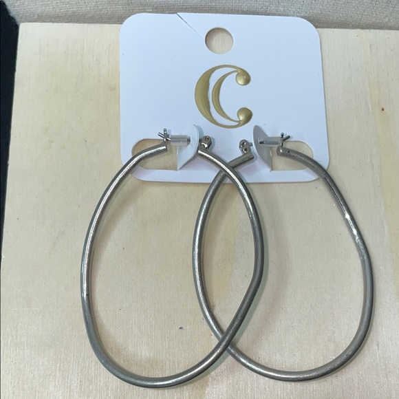 NWT silvertone large wave hoops - Picture 1 of 4